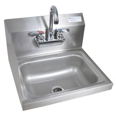Bk Resources Hand Sink Stainless Steel w/Left Side Splash, Faucet 1-7/8"DR 2Holes BKHS-W-1410-LS-P-G